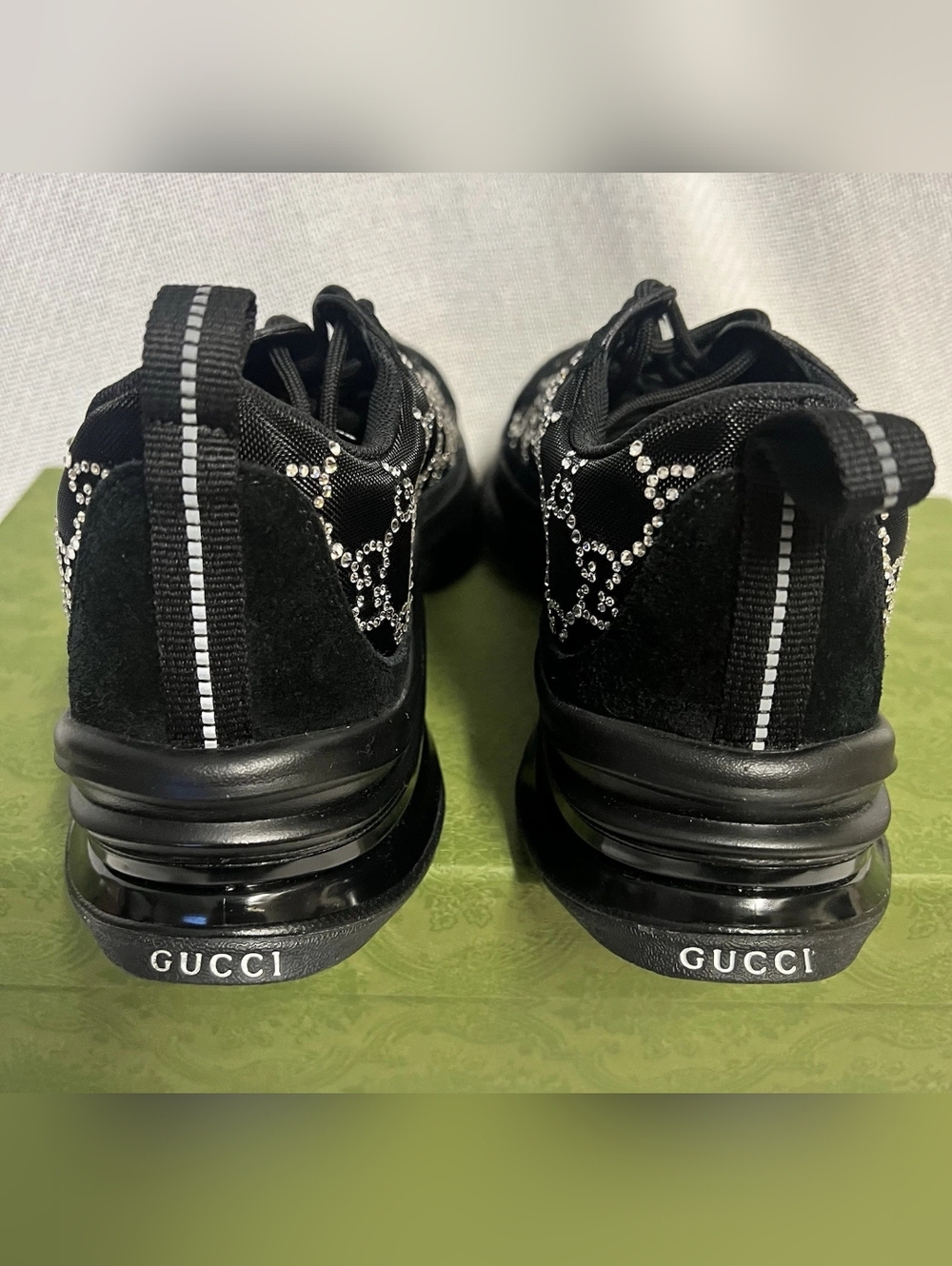 Gucci Black GG Crystal Embellished Run Sneakers - Picture 5 of 10